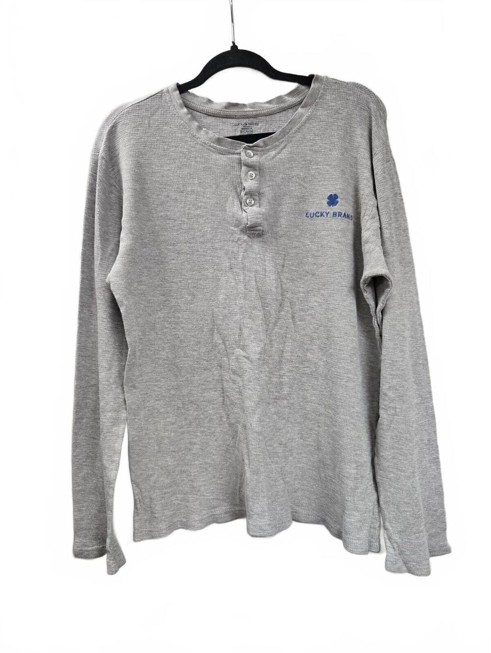 Lucky Brand Men's Long Sleeve Thermal Henley Shirt Gray XL